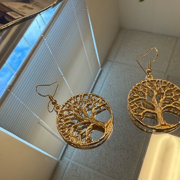 Gold Tree of Life Earrings - Picture 3 of 4